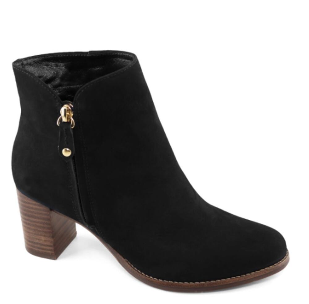 Marc Joseph New York Womens Grand Central Ankle Booties Size 7 Black Nubuck NWOB